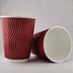 Disposable Paper Rippled Long Glasses - 250ml (Cup) Brown