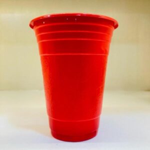 Disposable Pet Glasses- 350ml (Tall Round) Red [WITHOUT LID]