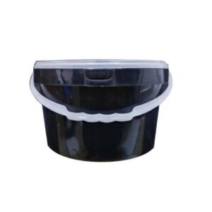 Disposable Plastic Bucket + Tamper Proof Lid - 3200ml (Round) Black