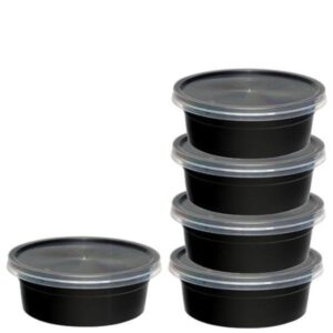 Disposable Plastic Food Container + Lid - 100ml (Round) White / Black / Transparent