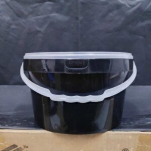 Disposable Plastic Bucket + Tamper Proof Lid - 2500ml (Round) Black