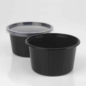 Disposable Plastic Food Container + Lid - 500ml (Round) White/ Black/ Transparent
