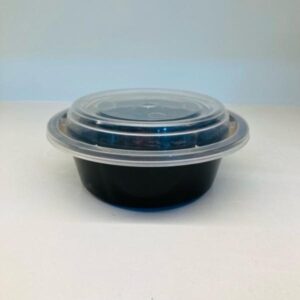 Disposable Plastic Food Container + RO Lid - 250ml (Round) Black