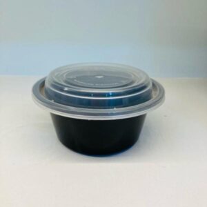 Plastic Food Container + RO Lid - 300ml (Round) Black