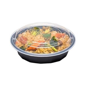 Plastic Food Container + RO Lid - 450ml (Round) Black