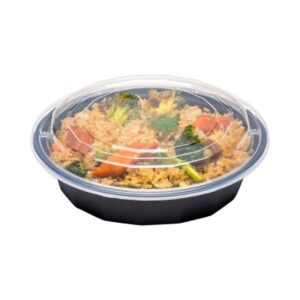 Plastic Food Container + RO Lid - 900ml (Round) Black