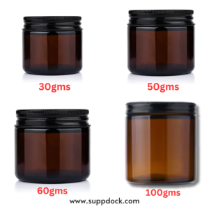 Amber Glass Jar With Metal Lid (30/50/60/100gms)