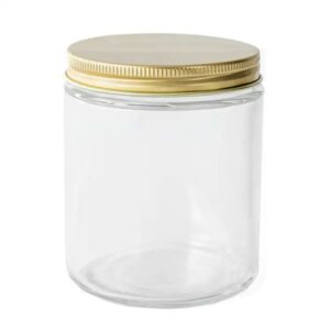 Cosmetic Glass Jar Clear with Aluminium Screw Cap- Black, Silver, Gold (100ml)