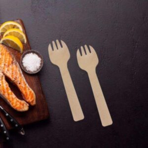 Disposable Cutlery Wooden Spork- 160mm (Spork) Brown