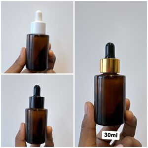 Amber Flat Shoulder Glass Bottle + Dropper (30ml)