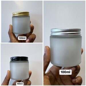 100ml Frosted Clear Glass Jar with Aluminium Screw Cap- Silver, Gold, Black