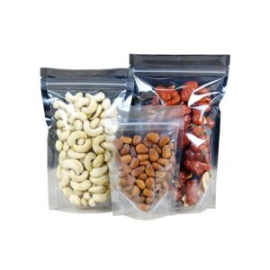 1 Side Metallic Silver/ 1 Side Transparent Stand up Pouch-  Zipper