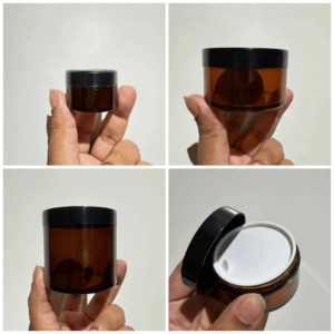 Acrylic San Jar - All Sizes  (Black, Gold Lid + Amber Body)