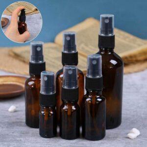 Amber Glass Bottle + Spray Pump (Black/ White)- (All Sizes)