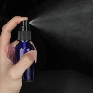 Blue Glass Bottle + Spray Pump (Black / White)- (All Sizes)