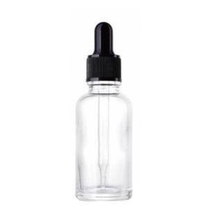 Clear Glass Bottle + Dropper (Black, White, Silver, Gold)