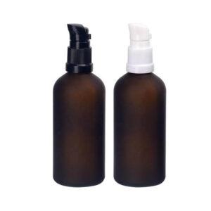 Frosted Amber Glass Bottle + Serum Pump - (All Sizes)