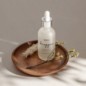 Frosted Clear Glass Bottle + Dropper (Black, White, Silver, Gold)