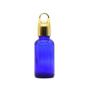Blue Glass Bottle + Basket Dropper (Black, White, Silver, Gold)