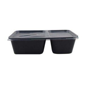 2CP Rectangular Container with Lid - (300ml + 200ml) Black