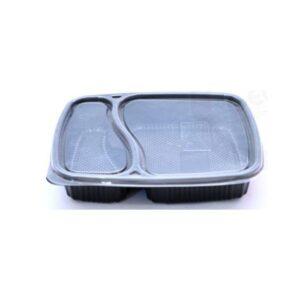 2CP Meal Tray with Lid - Black (1000ml)
