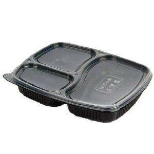 3CP Meal Tray with Lid - Black (1000ml)