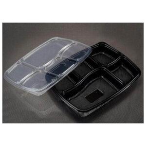 5CP Meal Tray with Lid - Black (1000ml)