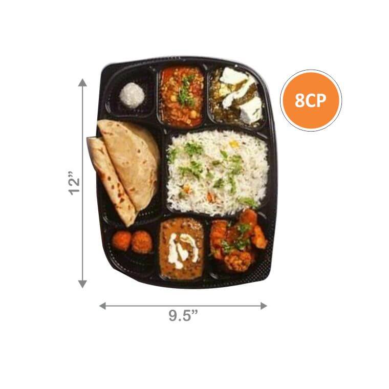 8CP Meal Tray with Lid - Black (1000ml)