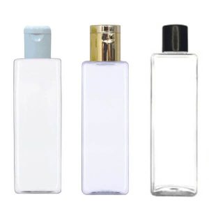 Cosmetic Square Czs Pet Bottle with Flip Top Cap - Clear (200ml)