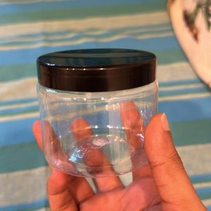 Cosmetic Clear Pet Jar with Black Lid (200gm)