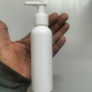 Cosmetic Boston Round Pet Bottle with Lotion/ Dispenser Pump - White (100ml)