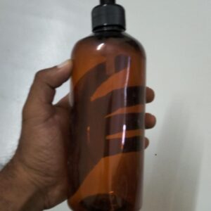 Cosmetic Round Pet Bottle with Lotion/ Dispenser Pump - Amber/ Clear (500ml)