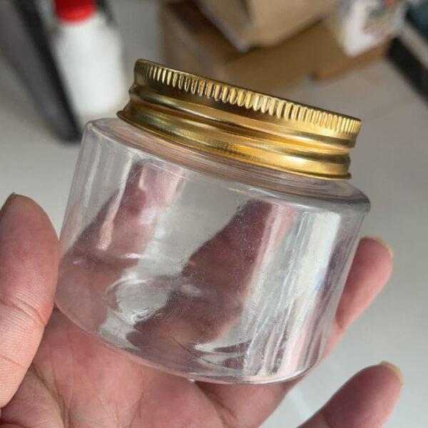 Cosmetic Clear Sleek Shoulder Pet Jar with Aluminum Screw Cap Lid