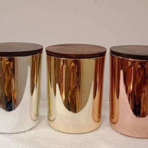 Candles Glass Jar - Metallic Finish (Multiple Colors) 230ml - [With/Without] Cork