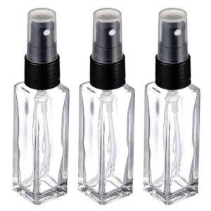 Square Clear Glass Bottle + Spray Pump- 8ml (Black)