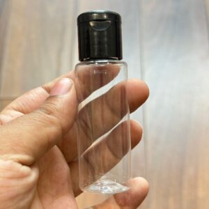 Cosmetic Clear Sleek Pet Bottle with Black, White Flip Top Cap - (30ml)