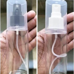 Cosmetic Premium Milan Clear Pet Bottle with Spray Pump - White, Black (All Sizes)