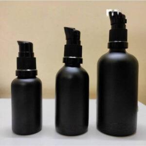 Matt Black Glass  Bottle  + Serum Pump (All Sizes)