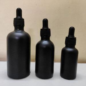 Matte Black Glass Bottle + Dropper (Black ) (All Sizes)