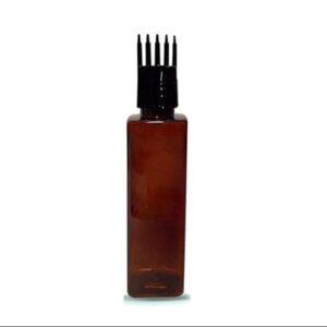 Cosmetic Square Czs Pet Bottle with Comb (Inner Plug) - Clear, Amber (50ml, 100ml)