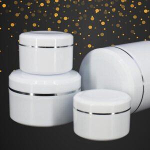 Cosmetic Double Wall Jar - White + Gold/Silver Lining (All Sizes)