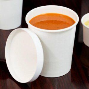 Disposable Paper Food Container + Lid - 900ml (Round) White