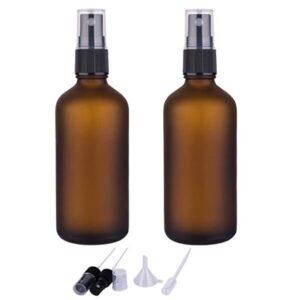Frosted Amber Glass Bottle + Spray Pump (Black / White)