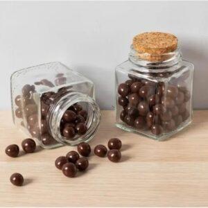 Square Glass Jar with Wooden Cork- 30ml
