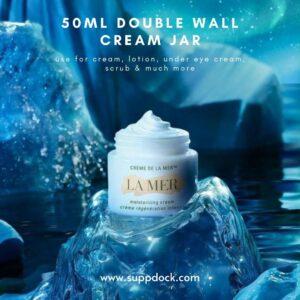 Cosmetic HDPE Double Wall Cream Jar with Inner Lid - White ( 50gm)