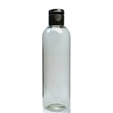 Cosmetic Round Pet Bottle with Flip Top Cap - Clear (200ml)
