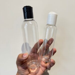 Cosmetic Boston Round Pet Bottle + Disc Cap - White, Black (100ml/ 200ml)