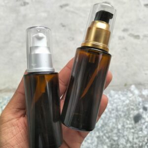 Flat Shoulder Glass Bottle with Gold / Silver Serum Pump- (30ml,50ml,100ml)