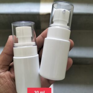 Flat Shoulder White Glass Bottle with Spray/ Beak Pump- 30ml