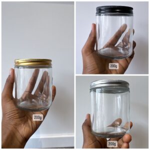 200g Clear Glass Jar + Metal Lid